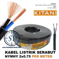 NYMHY KITANI Cable 2 X 0.75mm @1 Meter BLACK NYMHY Stranded Electrical Cable 0.75mm 2x0.75mm Pure Co