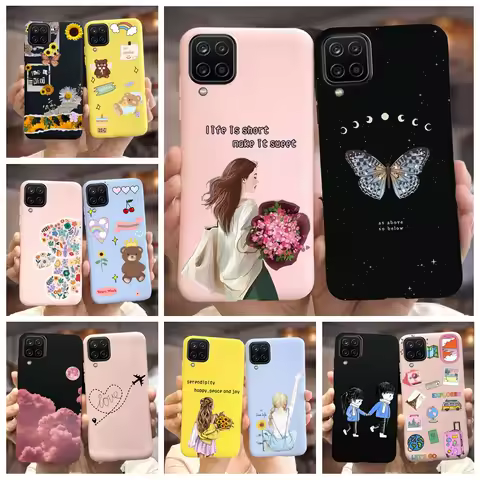 For Samsung Galaxy A12 Case M12 F12 Cue Candy Painted Cover Soft Silicone Phone Case For Samsung A12