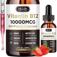 Vitamin B12 Liquid Drops Sublingual 10000 mcg, Triple B-12 Complex Supplement, Methyl & Methylcobala