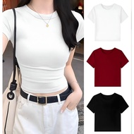 Korean Crop Top Women's T-shirts Korean Crop Tee Korean Style Women's T-shirts Women's Crop Tops Wom