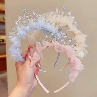 Ready Stock Kids Princess Tulle Crown Hair Hoop Gelang mahkota kain jaring puteri budak perempuan