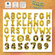 Retailmnl 16-Inch A-Z Letter and Number 0-9 & Symbol Gold Foil Balloon