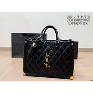 YSL1333 Diamond Pattern Gold logo Black Handbag Fashion Commuter OL Style