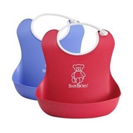 Sweden Baby Bjorn Soft Bib Rubber Anti-Debris Eating Clothes Anti-Fouling _ Double Items (Blue Red)
