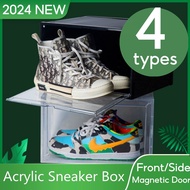 Front / Side Magnetic Opening Acrylic Cover Sneaker Stackable Shoe Box Rack Storage Big Capacity Cab
