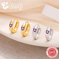 S925 Sterling Silver Jewelry Earrings Versatile High-End Colored Zircon Heart Earrings Daily Activit
