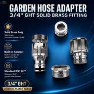 Brass Garden Hose Adapter - 3/4 Inch GHT Thread with Aerator for Faucet