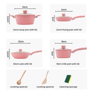 【Buy 4 Get 12】Ecowin Ceramic Cookware Set Non Stick with lids/steamer/spatula/spoon/sponge, Non Stic