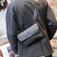 Fashion Small Plaid Men Bags Shoulder Crossbody Vintage Leather Messenger Bag For Male Single Man Shoulder Bag Sling Backpack