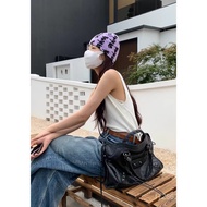 Messenger One-Shoulder Hot Girl Motorcycle Bag Rivets Street Feeling Paris ABG Handbag Large-Capacit