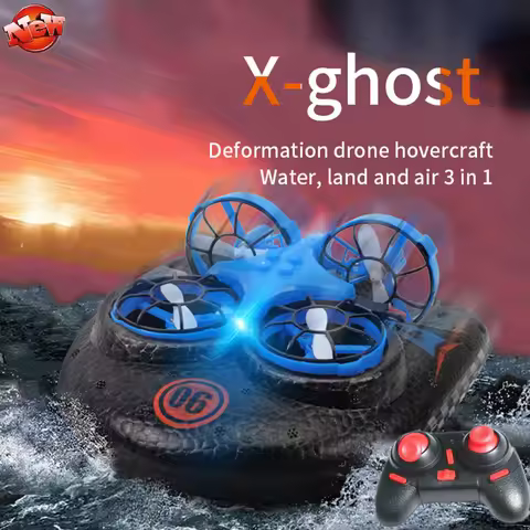 Chrismas Gift Water Land Air 3 To 1 Multifunction Remote Control Hovercraft Drone 2.4G Fly/Land/Wate