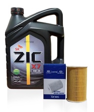 SK ZIC X7 Diesel 5W-30 Fully Synthetic Diesel Motor Oil Bundle for Hyundai Accent CRDI / Kia Soul / 