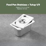 Stainless Steel Food Pan + Lid 1/ 9 x 10 (17.5 x 11 x 10 Cm)