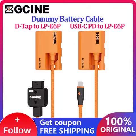 ZGCINE D-Tap to LP-E6P & PD to LP-E6P Dummy Battery Cable for Canon EOS 5D Mark IV 6D Mark II 80D 90