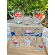 Set Of 6 Cups (3 Cupcake With Handles + 3 Cups) Carnation