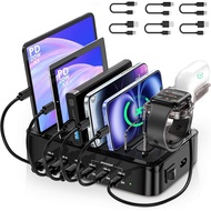 Phone Charging Station for Multiple Devices - 90W 6 Port Charging Station Organizer, 3PD 20W USB-C F