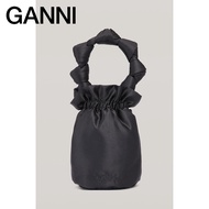 Ganni Female Bag New Style Black Satin Mini Clutch Lightweight Small Bag A3351099