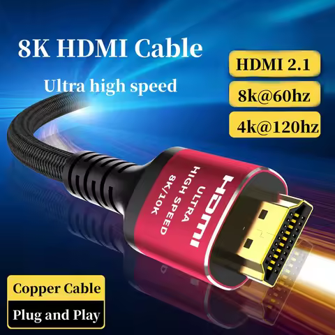 CYANMI 2-Pack 8K HDMI 2.1 Cables 48Gbps High Speed Braided Cord-4K@120Hz 8K@60Hz Compatible With Rok