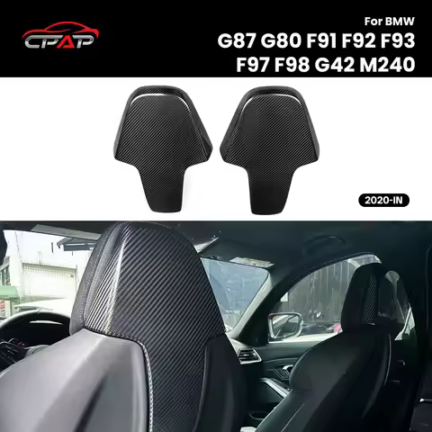 Real Dry Carbon Fiber Car Seat BackCovers Trim For BMW G87 G80 F91 F92 F93 F97 F98 G42 OEM Style 202