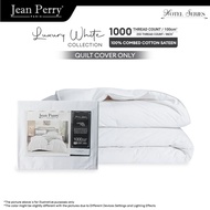 Jean Perry Hotel Series Luxury White QUILT COVER ONLY -100% Combed Cotton Sateen 1000TC