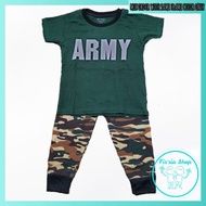 Kids Tshirt Cotton Army Half Set Boy Baju Budak Lelaki Askar