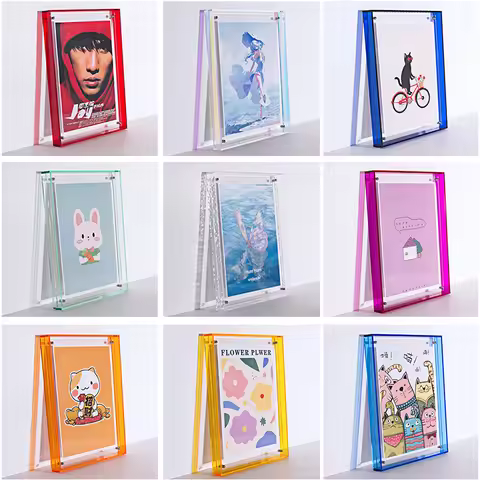 Color Acrylic Photo Frame Transparent Artwork Poster Record Mounting Table Display Photo Painting Fr