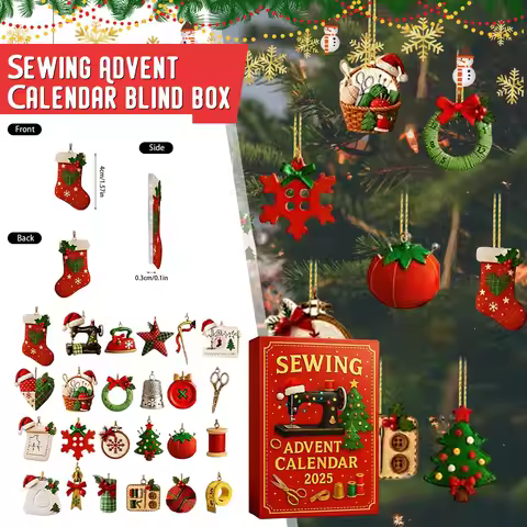 2025 Sewing Theme Advent Calendar 24 Days With 24pcs 2D Gift Countdown Calendar Decor Christmas Acry
