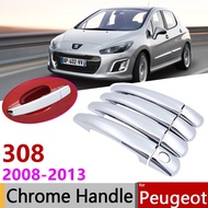 for Peugeot 308 sw cc RCZ 2008~2013 Chrome Door Handle Cover Car Accessories Stickers Trim Set 2009 