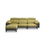 [特價]ASSARI-莫特防潑水機能L型涼感布沙發(四人座+腳椅)青蘋果