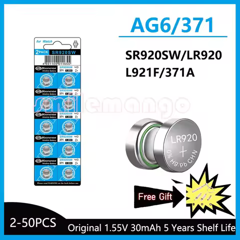 2-50PCS 1.55V AG6 30mAh 371 Button Batteries SR920SW LR920 SR927 171 370 L921 LR69 SR920 For Watch T