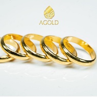 AGOLD แหวนลายเกลี้ยง ทองคำแท้ 96.5% น้ำหนัก ครึ่งสลึง 1.89 กรัม ฟรีกล่องใส่เครื่องประดับ