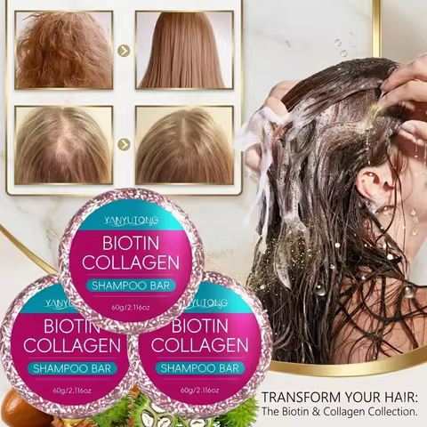 Biotin-enriched Collagen Shampoo Bar Provides Hydration and Nourishment, Deeply Nourishes the Scalp,