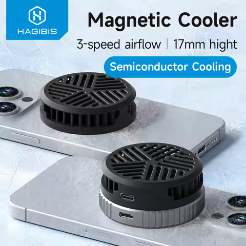 Hagibis Magnetic Cell Phone Cooler Universal Cooling Fan Mobile Phone Radiator for iPhone 17 Pro Bla