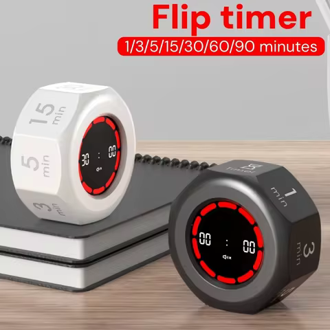 Digital Kitchen Timer Tomato Shape Flip Visual Gravity Sensor Pomodoro Countdown Timer for Study 1/3