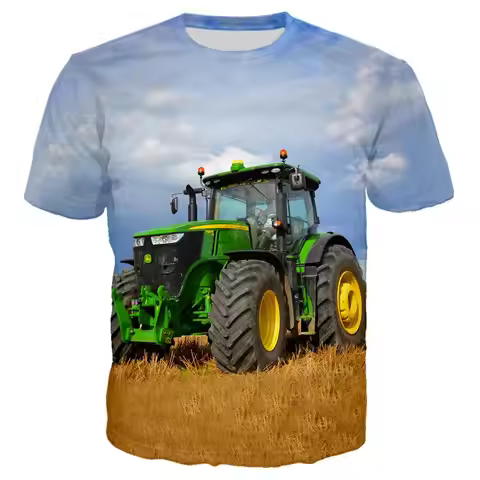 Car Tractor Truck 3D Print T-shirt Fashion Men O-Neck Short Sleeve T Shirts Oversized Hip Hop Street