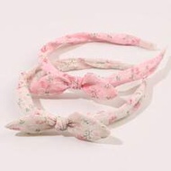 2pcs French Floral Print Bow Hair Band For Girls, Vintage Decorative Headband, Pastoral Style Headwe