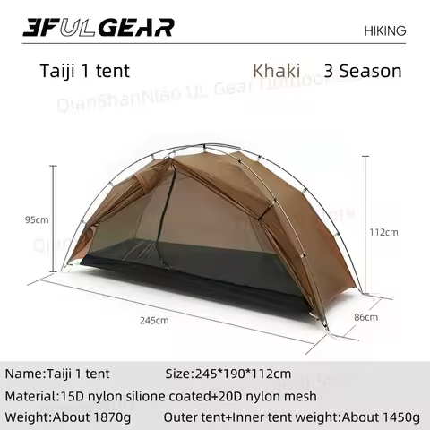 3F UL Gear Taiji 1 Tent Ultralight Single Person Outdoor Camping Tourism Tent Mountaineering Windpro