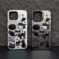 Black Cat Cartoon Pattern Phone Case Compatible for IPhone 11 13 12 14 15 Pro Max XR X XS MAX 7/8 Plus Se2020 Hard TPU Shockproof All-Inclusive Protective Case