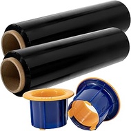 PofA Plastic Stretch Wrap Film Roll, 2 Pack 18” Black 1200 Feet 80 Gauge (20 Micron) Industrial Heavy Duty Plastic Shrink Wrap Roll for Packing, Shipping, Pallet, Cling, Furniture, Moving Supplies