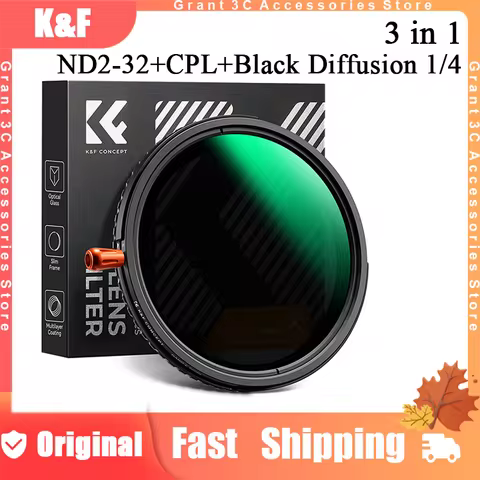 K&F Concept 3in1 NANO-X Series Variable ND Filter ND2-32+CPL+Black Diffusion 1/4 Multi-Function Filt