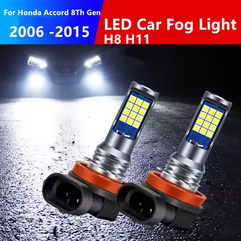 2Pcs H8 H11 LED Lamp Car Front Fog Light Accessories For Honda Accord 8Th Gen 2006 2007 2008 2009 20