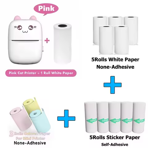 Mini Photo Pocket Printer Portable Ink-free Thermal 57mm Sticker Trans Paper Wireless BT 200dpi Andr