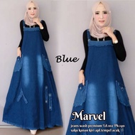 Marvel overall gamis wanita jeans / gamis overall jeans /  jumpsuit wanita / baju kodok wanita / jum