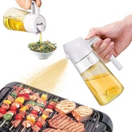 happykau Oil Spray 2 in 1 Oil Pot Olive Oil 470ml Seasoning Container Oil Container for Cooking Liquid Seasoning Container for Salad Oil, Olive Oil, Soy Sauce, Vinegar, etc. Kitchen Utensils No Drips (White) [Direct from Japan]