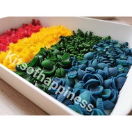 Sensory rainbow food grade pasta / sensory play edible macaroni fusili Shells