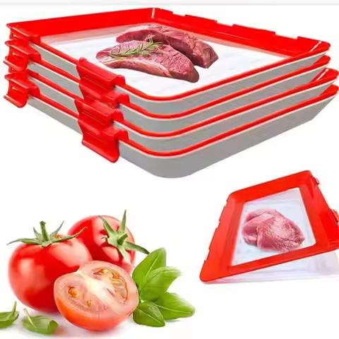 Reusable Food Preservation Tray Stackable Creative Meal Prep Containers 30*21cm BPA-free Plastic Fre