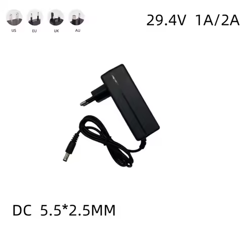 29.4v 1A/2A charger for 24v 25.2v Li-ion battery 7S 18650 battery pack Connnector DC5525
