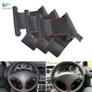 For Peugeot 308 Old Peugeot 408 DIY Hand-sewing Steering Wheel Cover Perforated Leather Fabric Car A