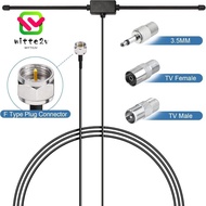 WITTEMY Radio Antenna, 75Ohm Universal FM Dipole Aerial, Portable Plug Play Stereo Aerial Connector 