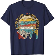 Men's cotton T-shirt Born In February 1971 50th Birthday Gift Retro 50 Years Old T-Shirt